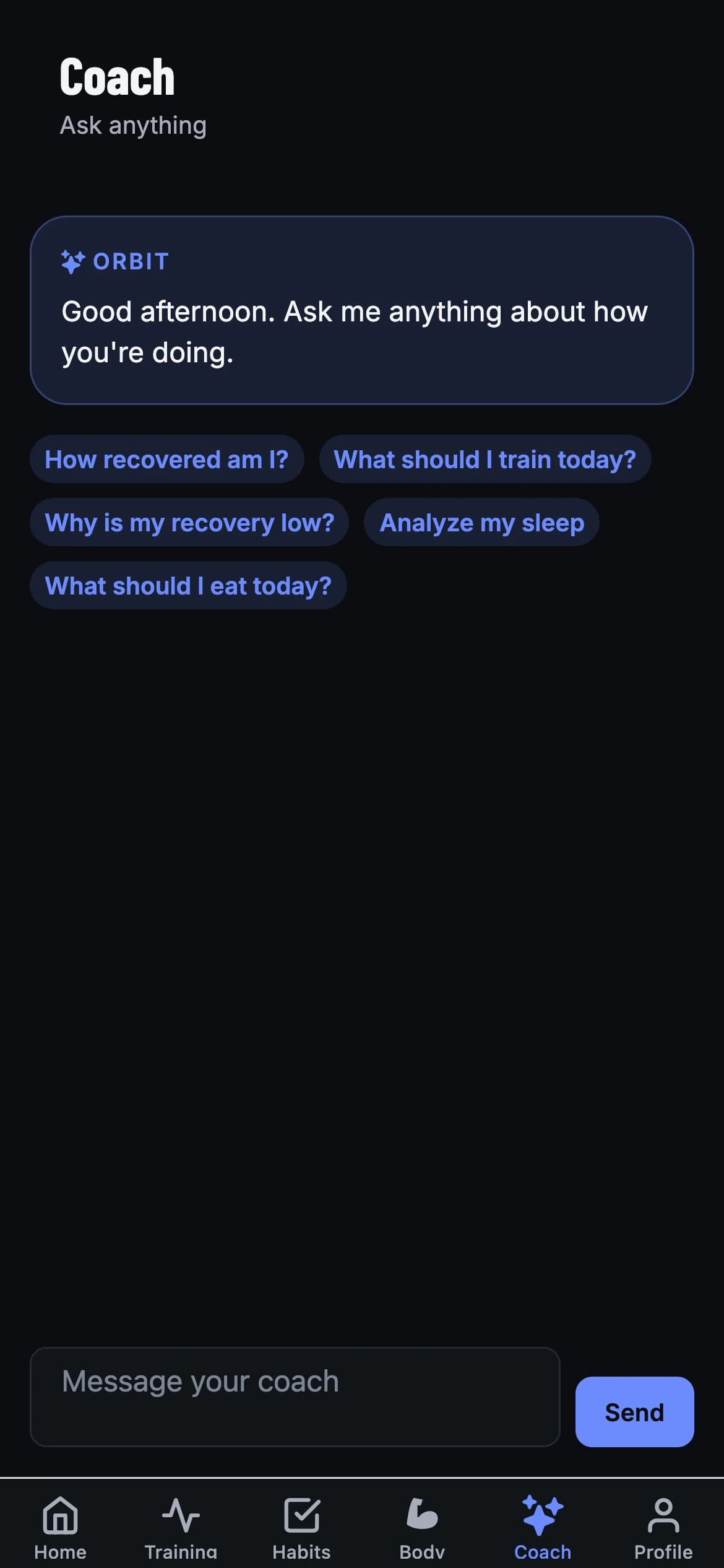 AI Coach conversation with a proposal card